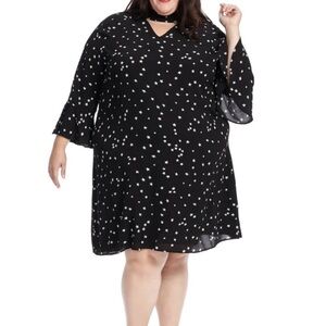 Alice & You Black Star Print Crepe Shift Dress Plus Size 28